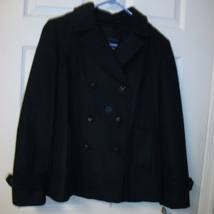 ATTENTION NAVY BLUE PEA COAT W/ DETACHABLE HOOD SM